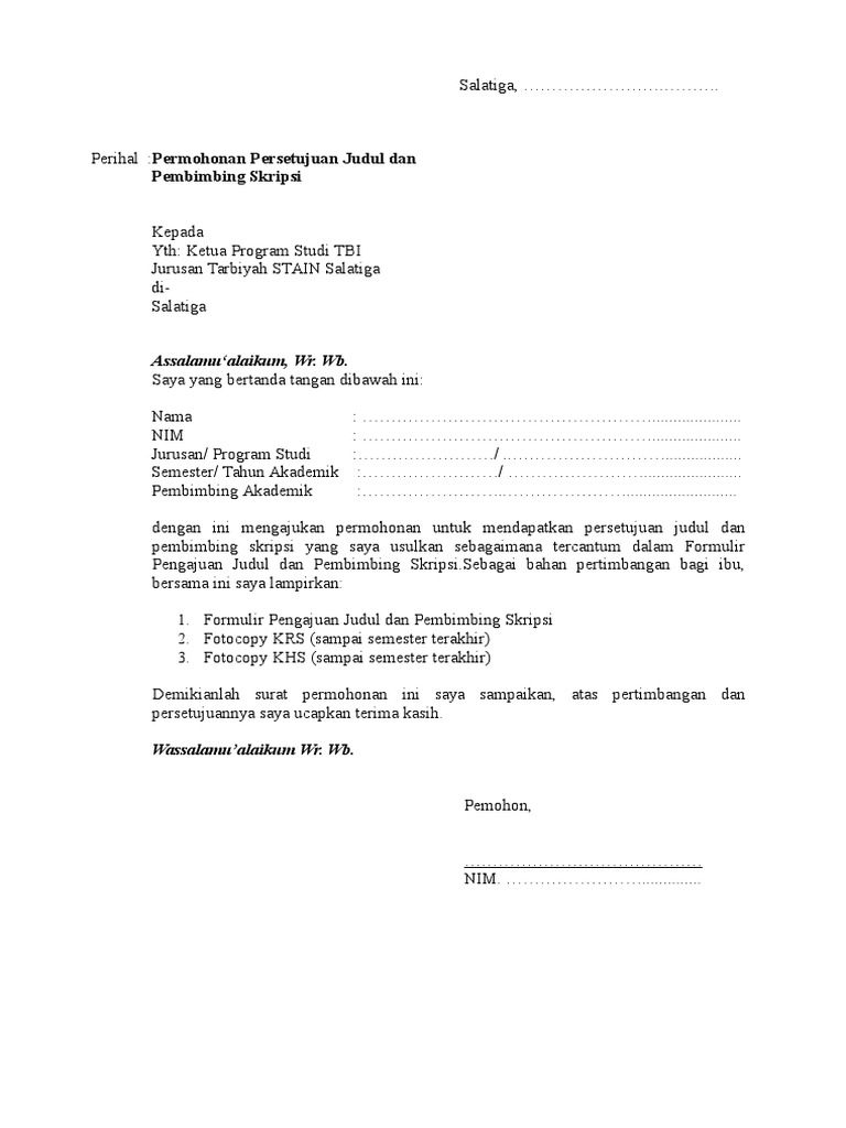 Pengajuan Judul Skripsi Tbi