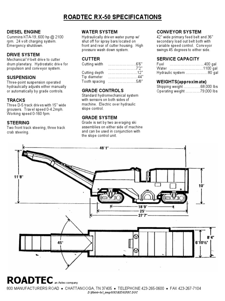 Roadtec RX-50 Specifications Overview | PDF | Home & Garden