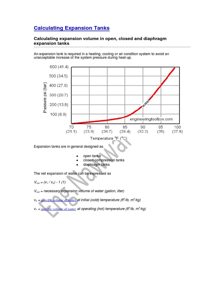 Calculating Expansion Tank Pressure Temperature Free 30day Trial