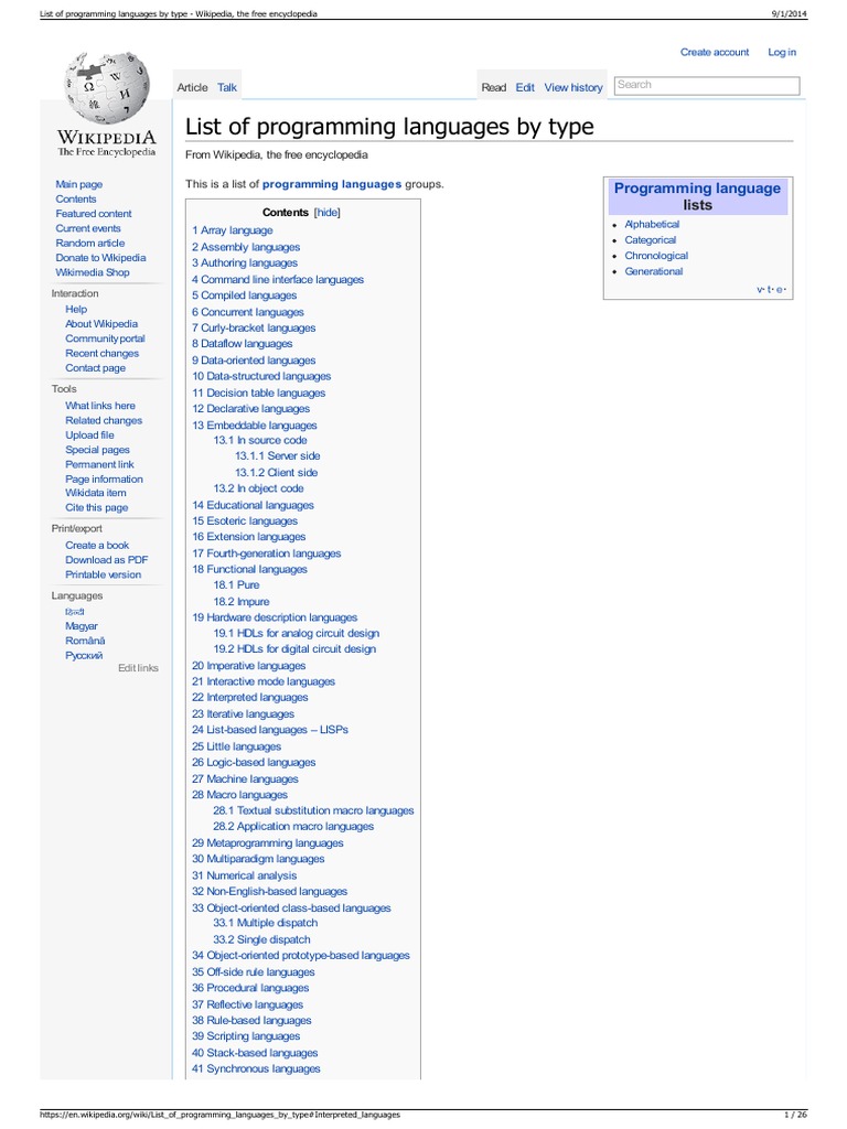 List of Programming Languages by Type | PDF | Scripting Language ...
