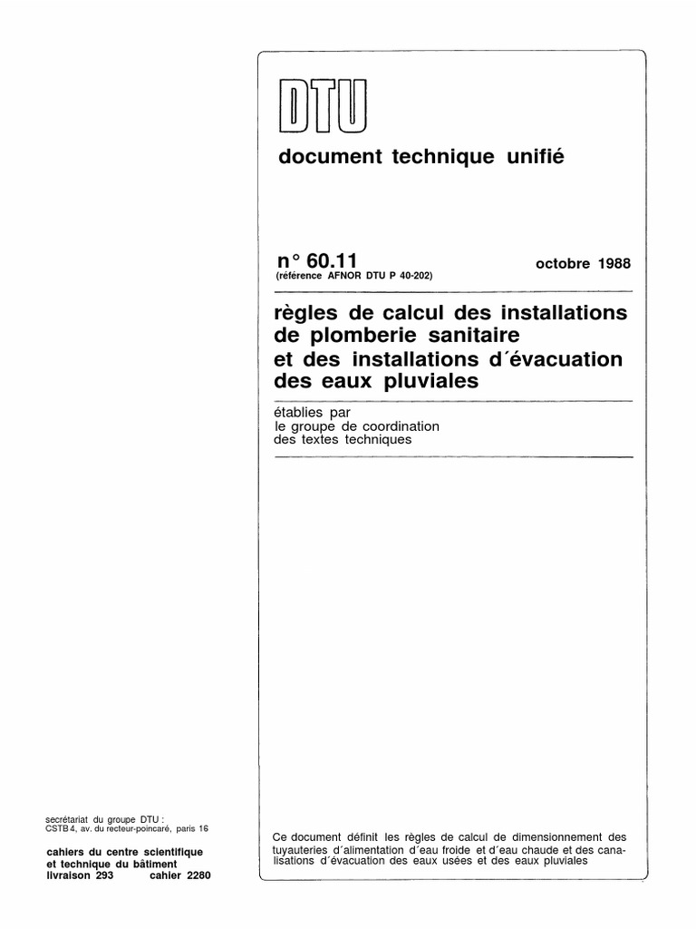 Règles de calcul DTU 60.11 plomberie | PDF | Sciences et mathématiques
