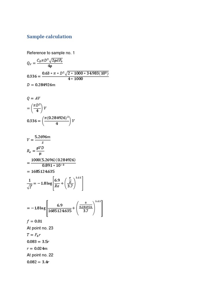 Sample Calculation Overview | PDF