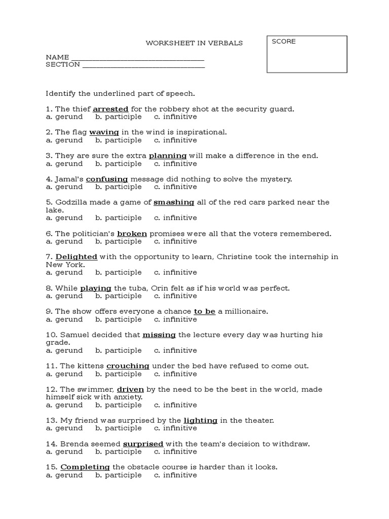 worksheet Gerund Phrase Worksheet 1508990913