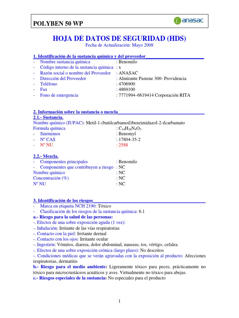 HDS Polyben 50WP PDF | PDF | Agua | Residuos
