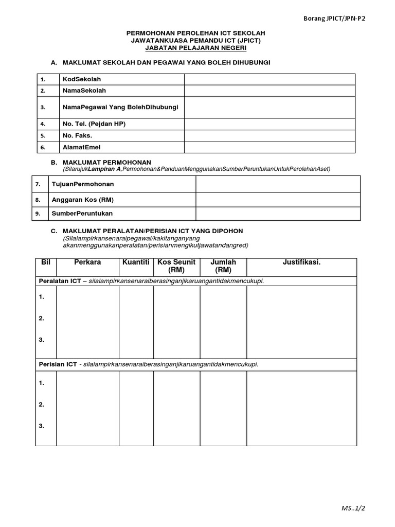 Borang Jkict 2 2013