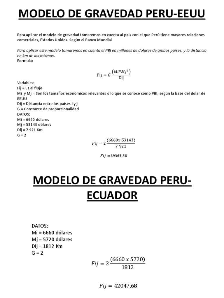 Modelo de Gravedad Peru-Eeuu-Ecuador | PDF