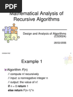 Mathematical Analysis of Recursive Algorithms