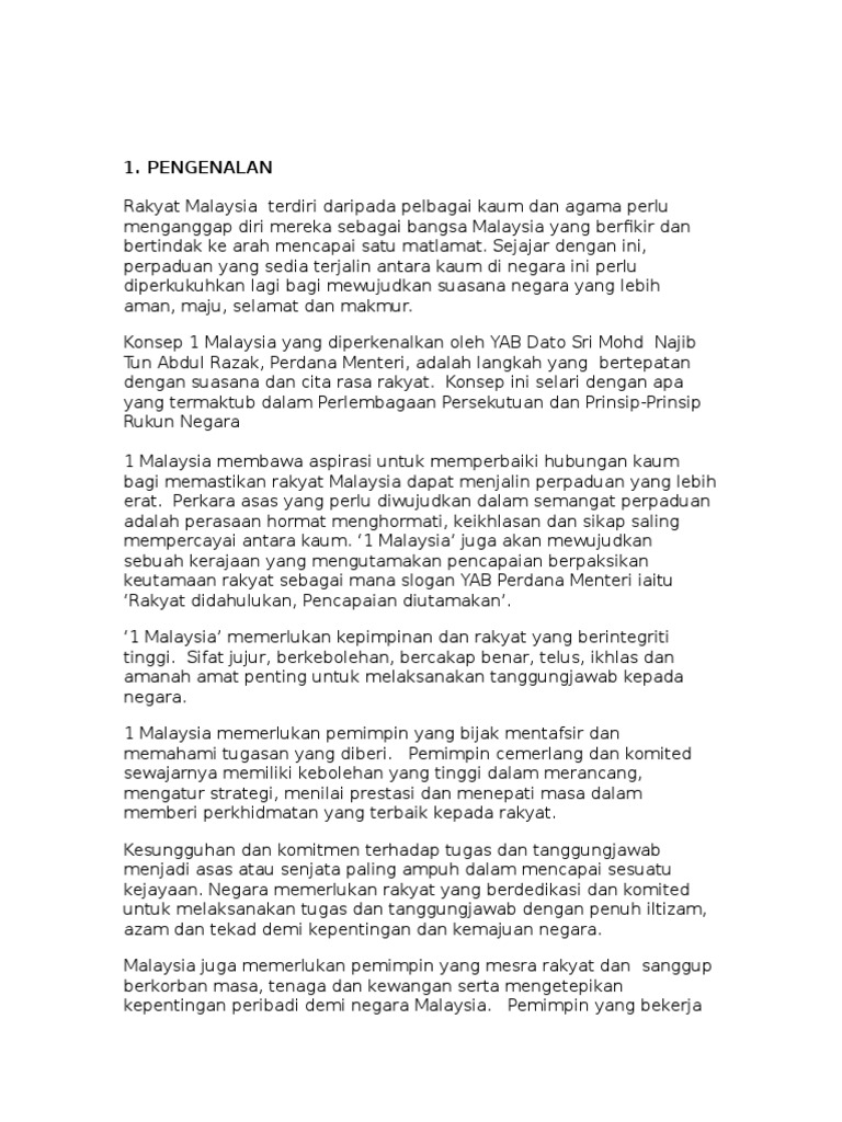 Konsep 1 Malaysia Pdf