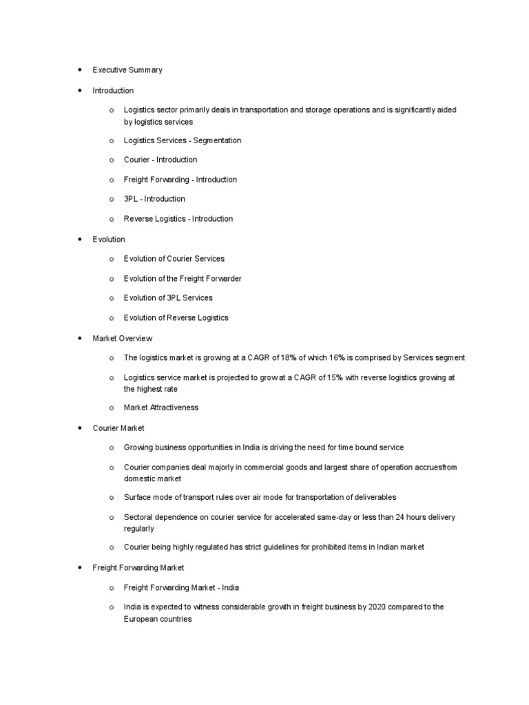 Executive Summary.doc Cargo Logistics
