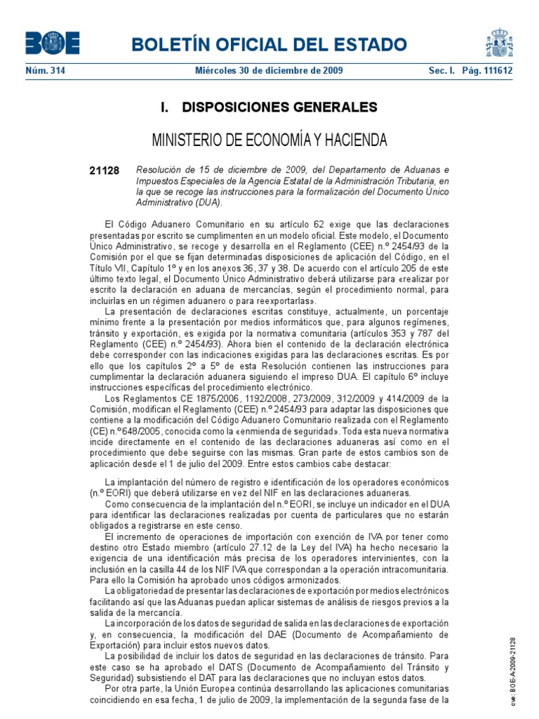 Dua Nuevas Instrucciones Para El Documento único Administrativo