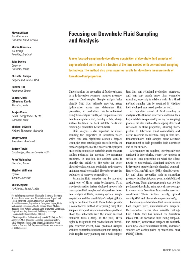 Downhole Sampling Pdf Petroleum Reservoir Petroleum