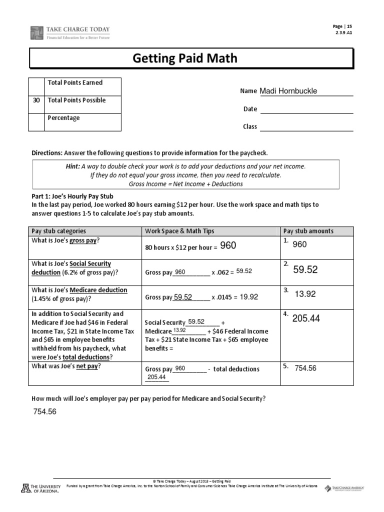 Getting Paid Math Payroll Paycheck