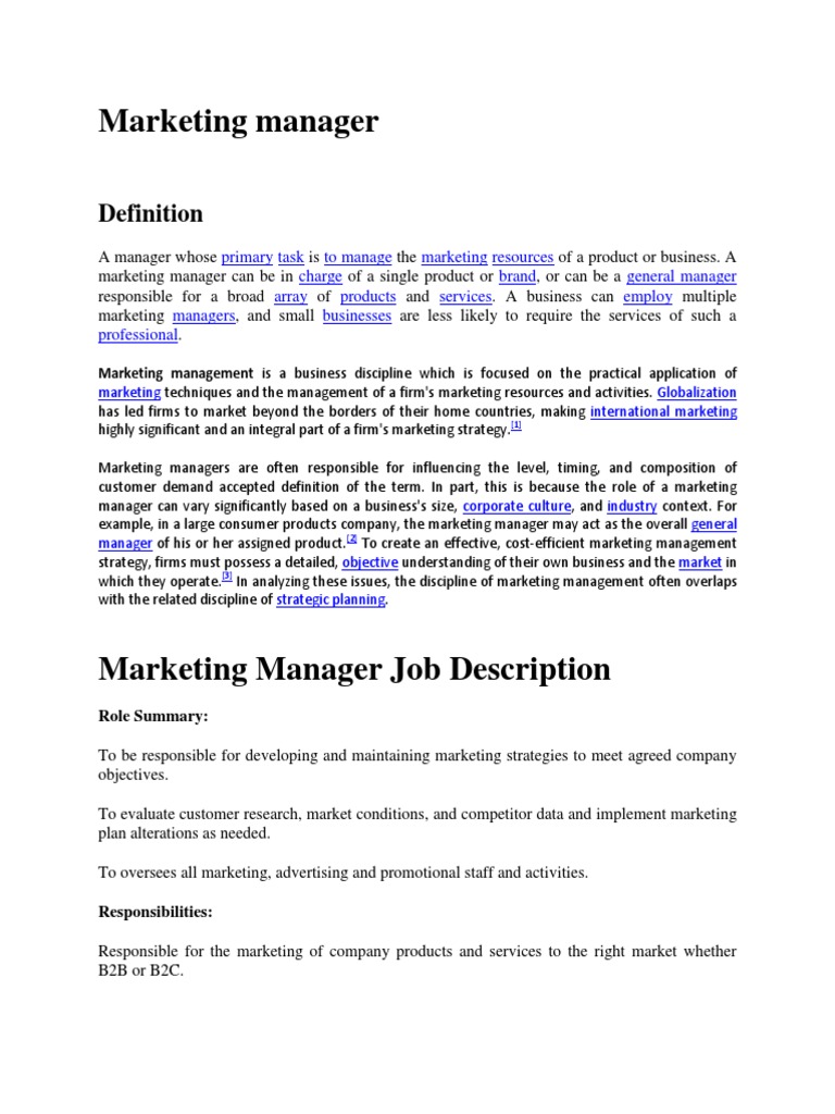 Marketing Manager Pdf Accountability Marketing