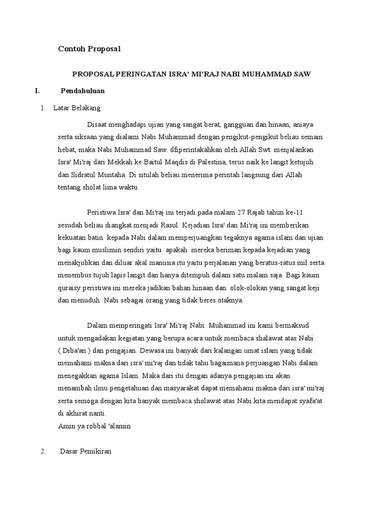 Contoh Proposal Isra Mikraj