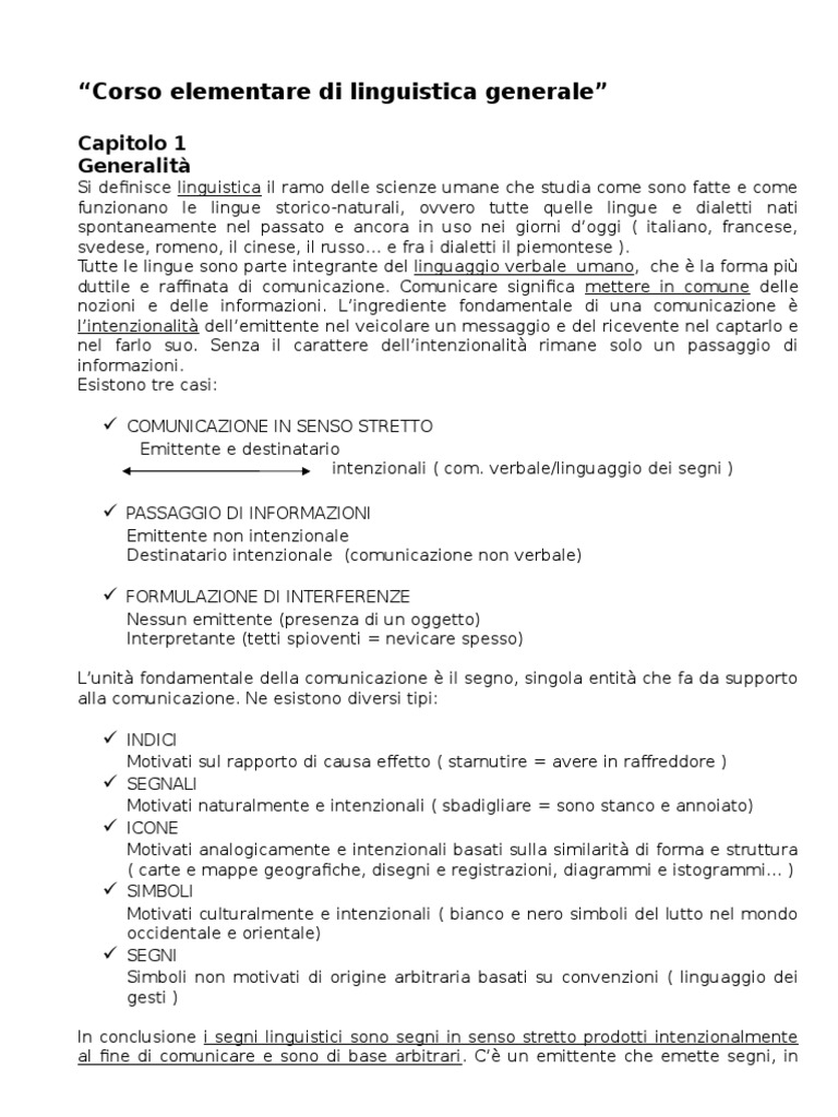Esercizi Di Linguistica Generale Online