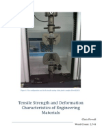 Tensile Strength and Deformation Characteristics of Engineering Materials