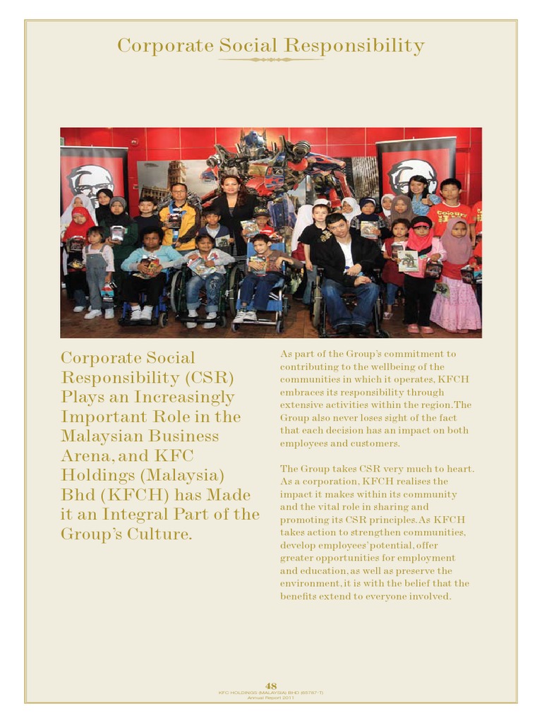 KFC Malaysia's CSR Initiatives 2011 | PDF | Corporate Social ...