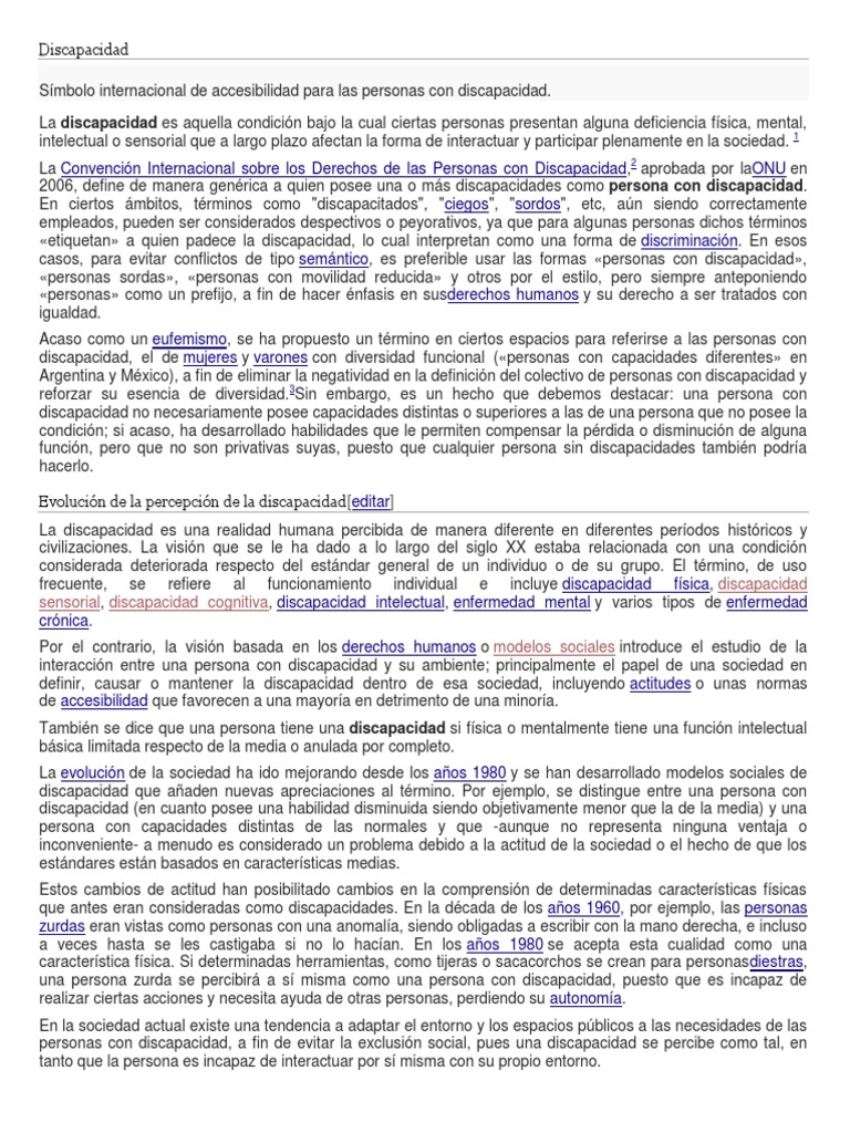 Evolución y Enfoques de la Discapacidad | PDF | Invalidez | Ciencia ...