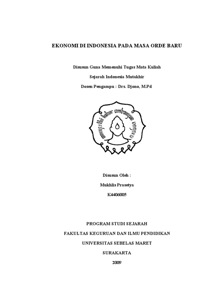 Kondisi Ekonomi Indonesia Pada Masa Orde Baru PDF Pengelolaan