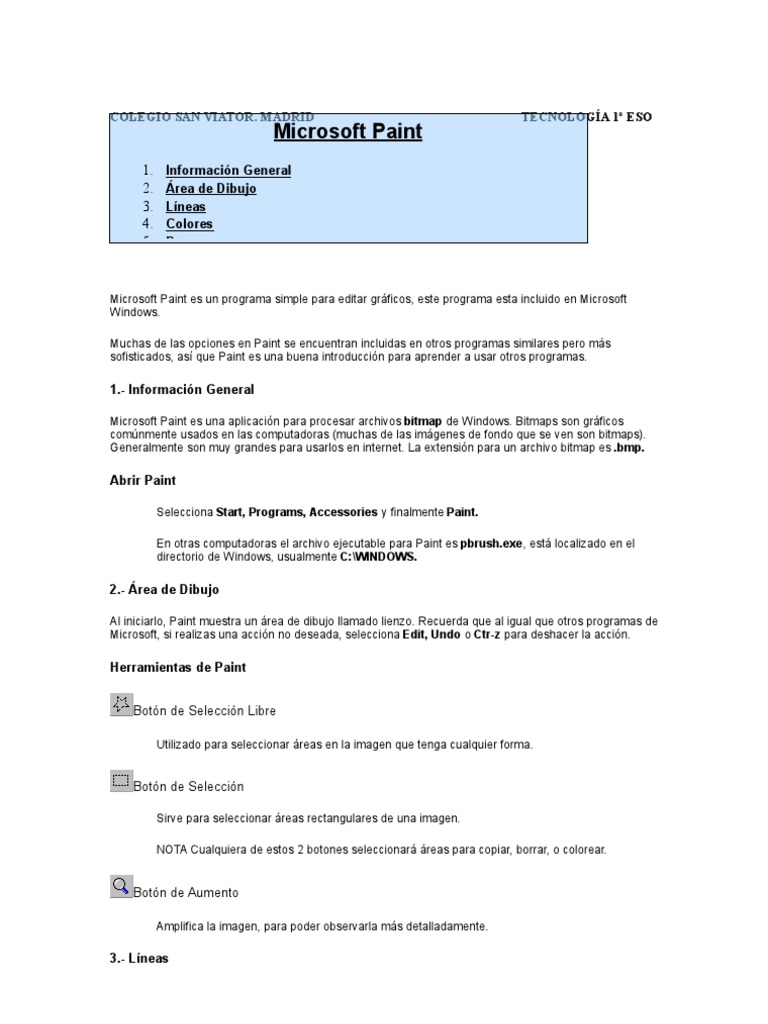 Microsoft Paint Manual Sencillo PDF