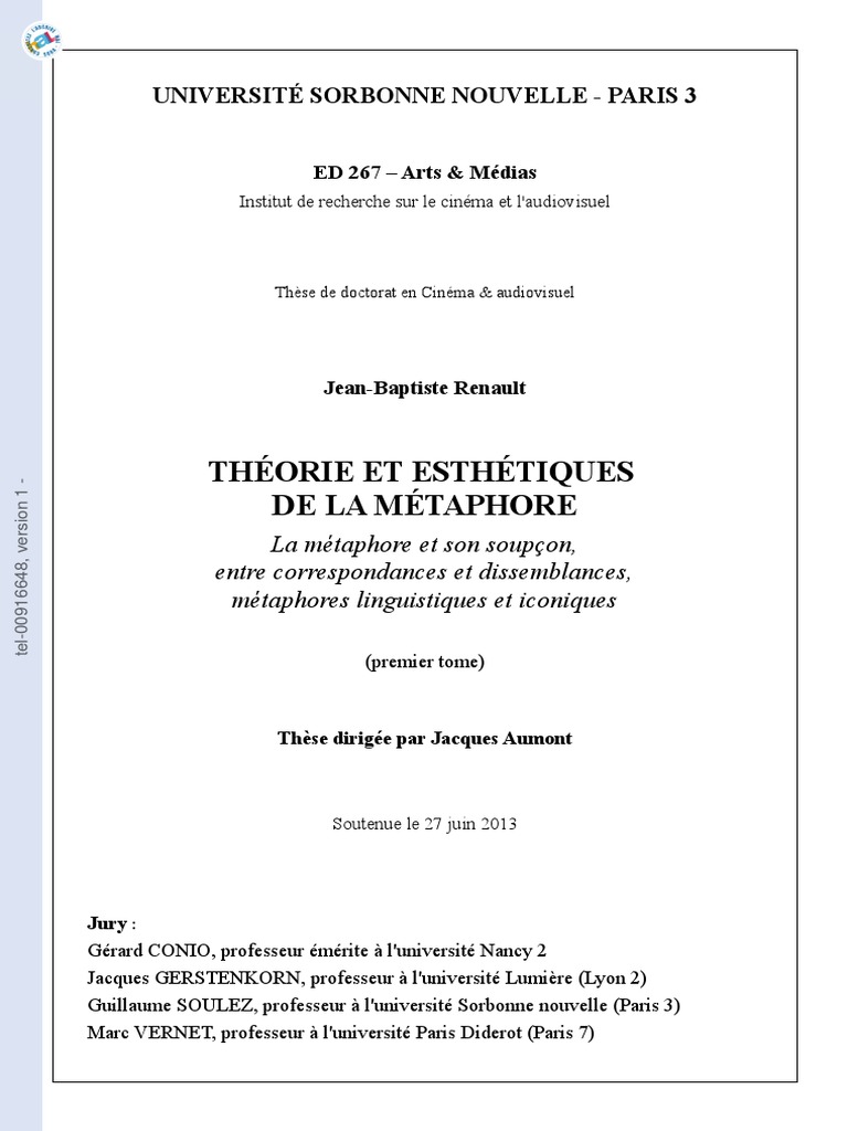 Theorie Et Esthetiques De La Metaphore