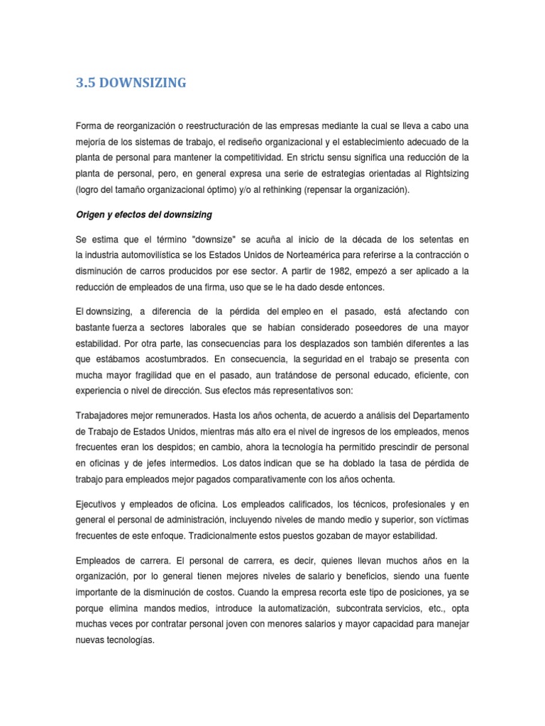 Estrategias de Downsizing Empresarial | PDF | Salario | Economias