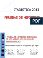 Prueba de Hipotesis para Dos Medias 2013