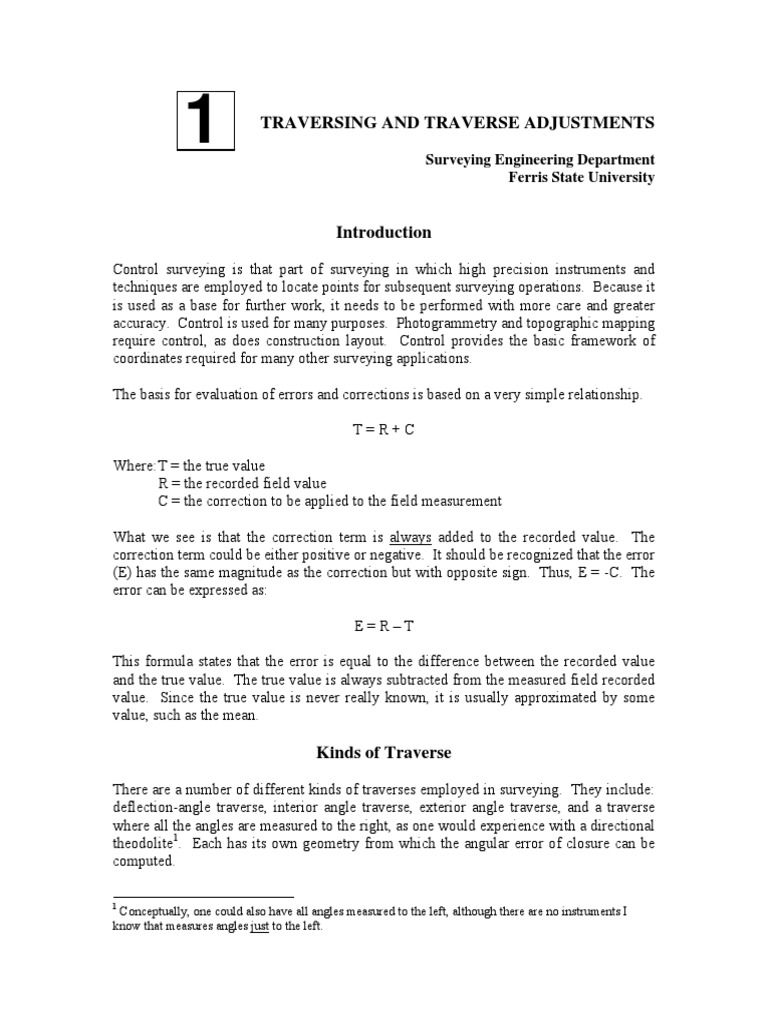 Traverse Adjustments in Surveying | PDF | Angle | Surveying
