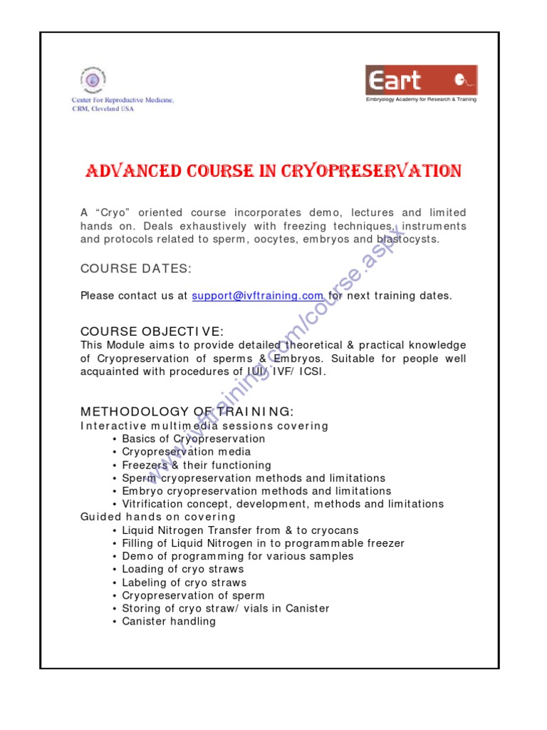 Advanced IVF Training Courses Offered | PDF | In Vitro Fertilisation ...