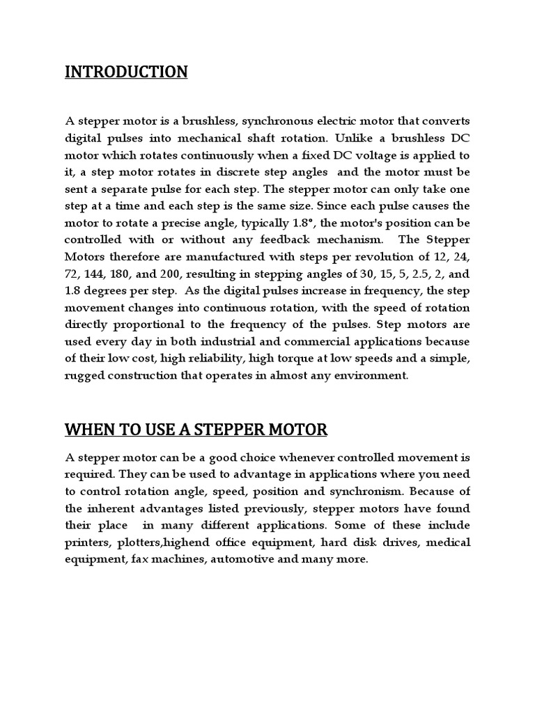 Stepper Motor Assignment | PDF | Magnetic Field | Electric Motor