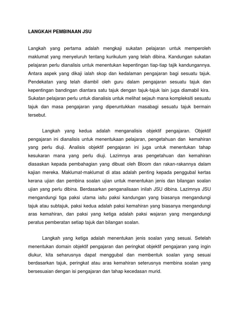 Langkah Pembinaan Jsu Pdf