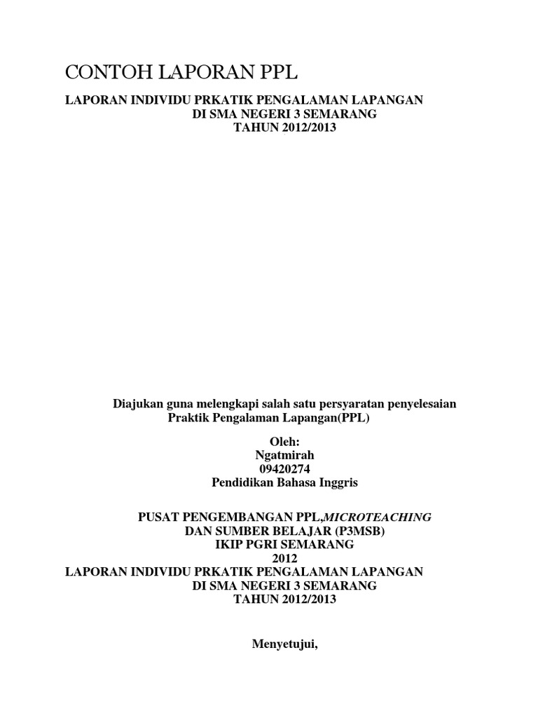 Contoh Laporan Ppl
