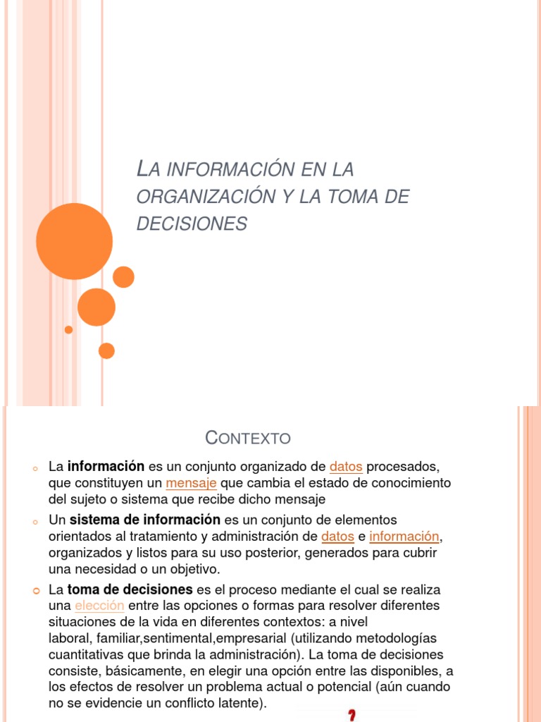 La Información en La Organización y La Toma | PDF | Toma de decisiones ...