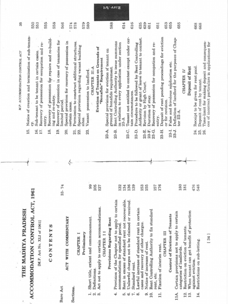 MP Accomdation Control Act-1961 | PDF