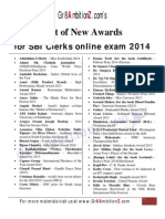Awards 2014 List for SBI Clerks
