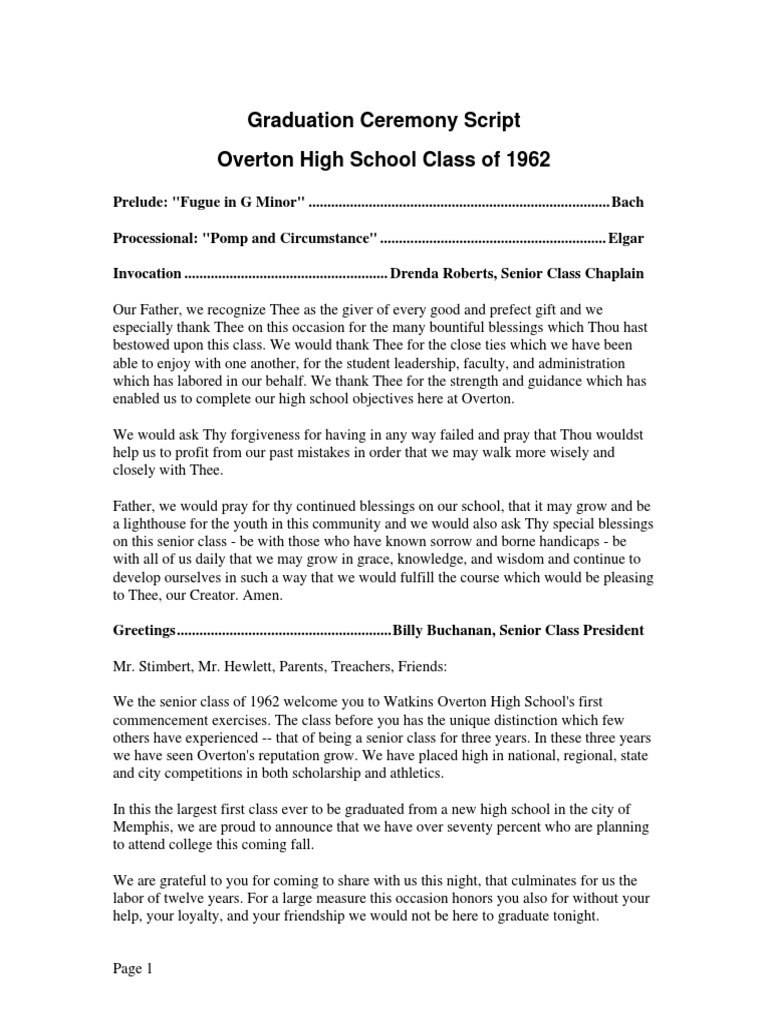 Graduating Ceremony Script Pdf Senses Democracy