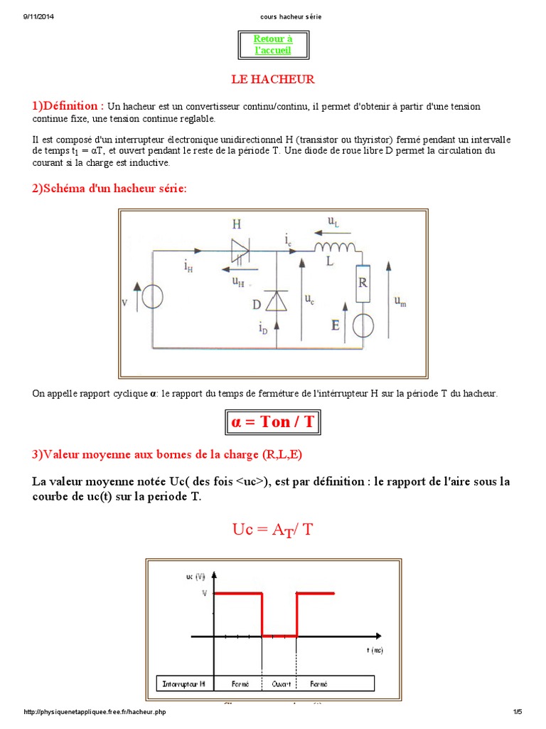 Cours sur les hacheurs série et quadrants | PDF | Puissance (physique ...