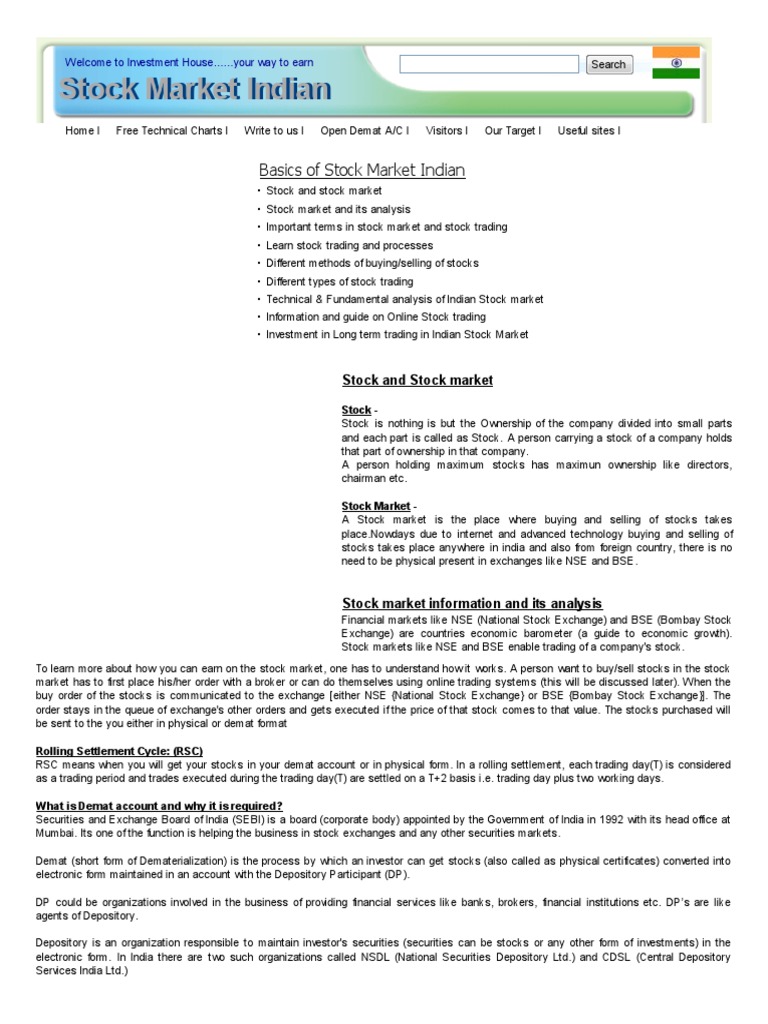 Basics of Online Stock Market India Basics of Stock Market Indian | PDF ...