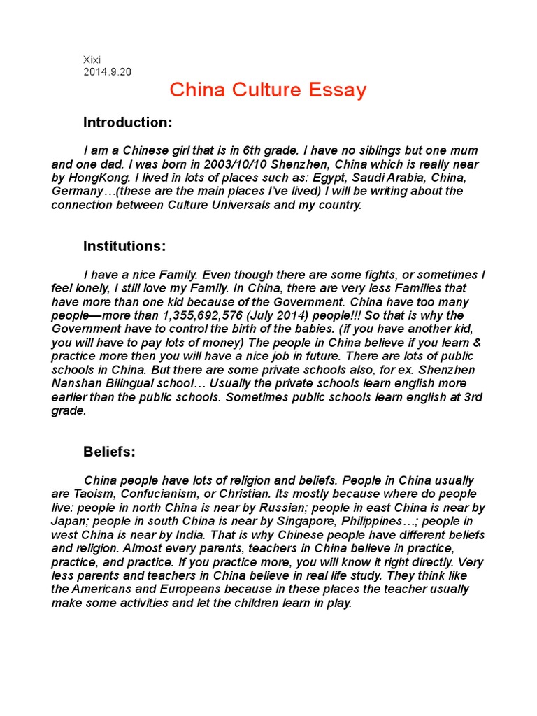 how to write essay about culture