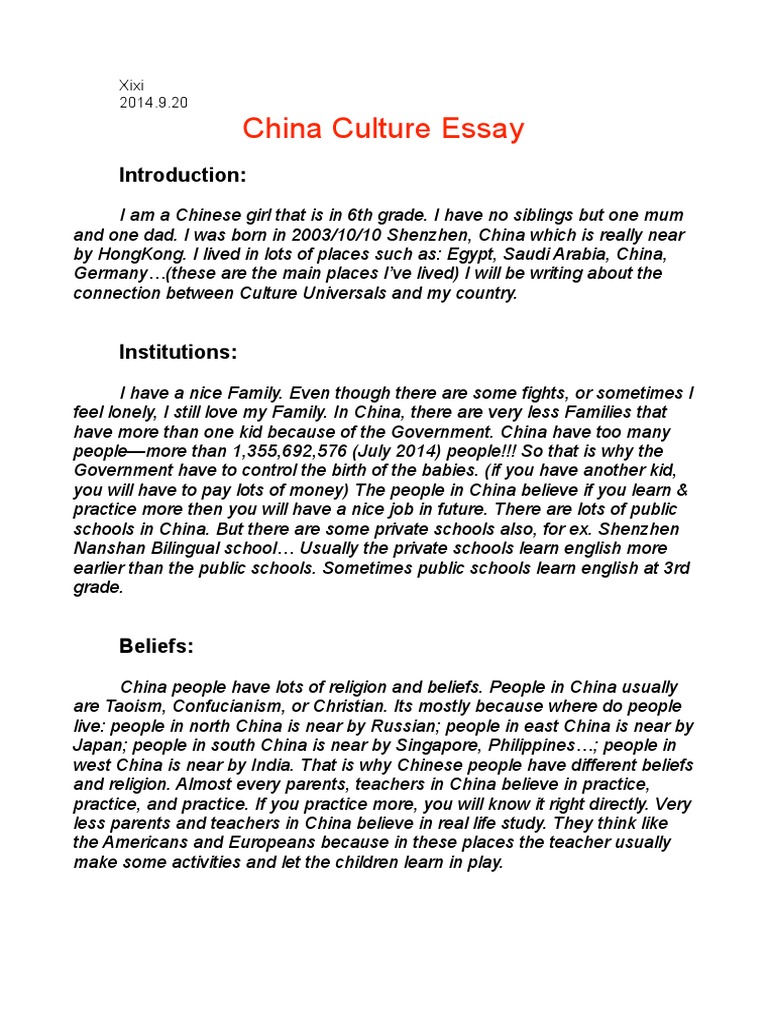 essay topic china