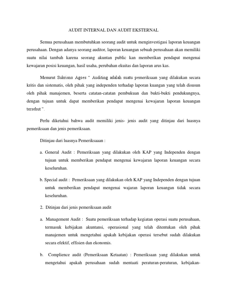 Audit Internal Dan Eksternal Perusahaan