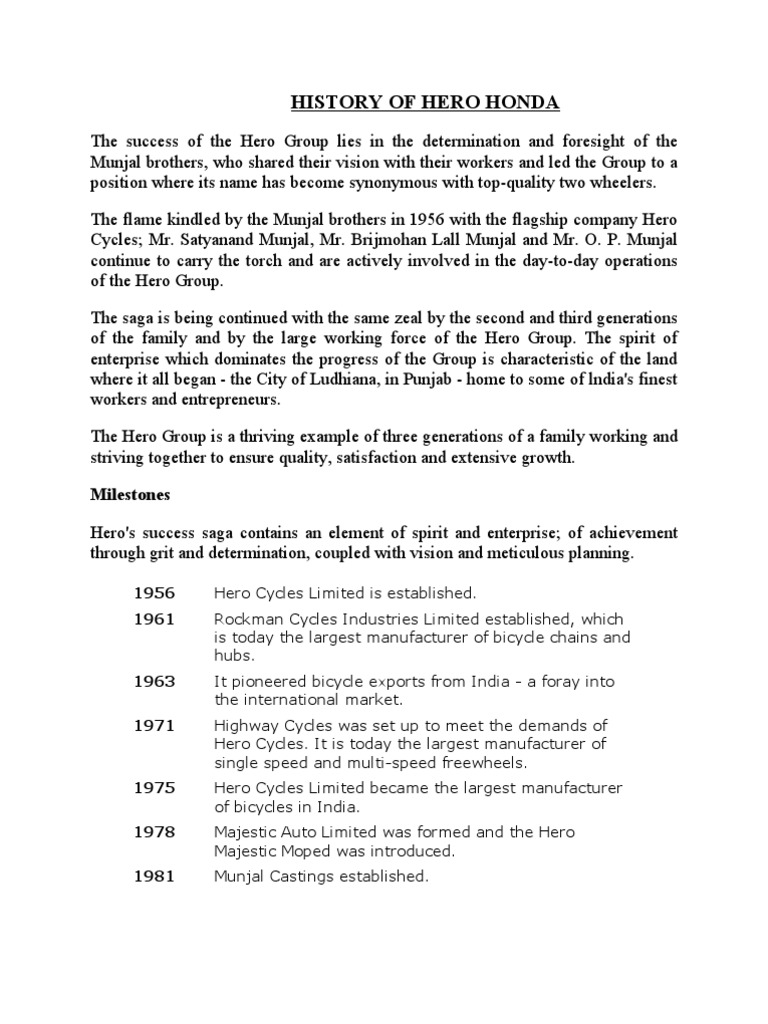 hero honda company history