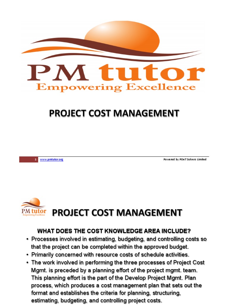 Project Cost Management Essentials | PDF | Project Management ...