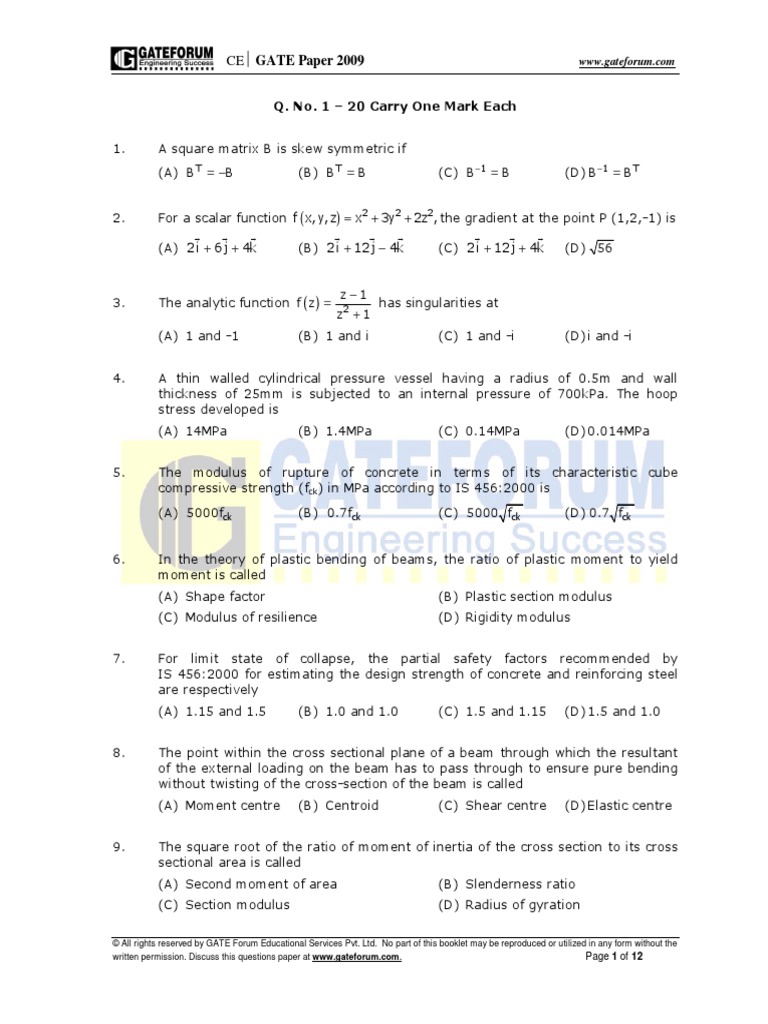 (WWW (1) .Entrance-Exam - Net) - GATE Civil Engineering Sample Paper 2 ...