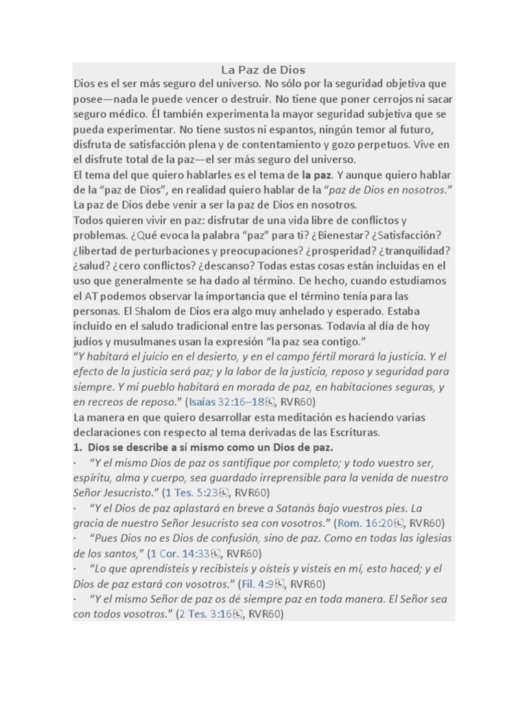 La Paz de Dios | PDF | Paz | Cristo (título)