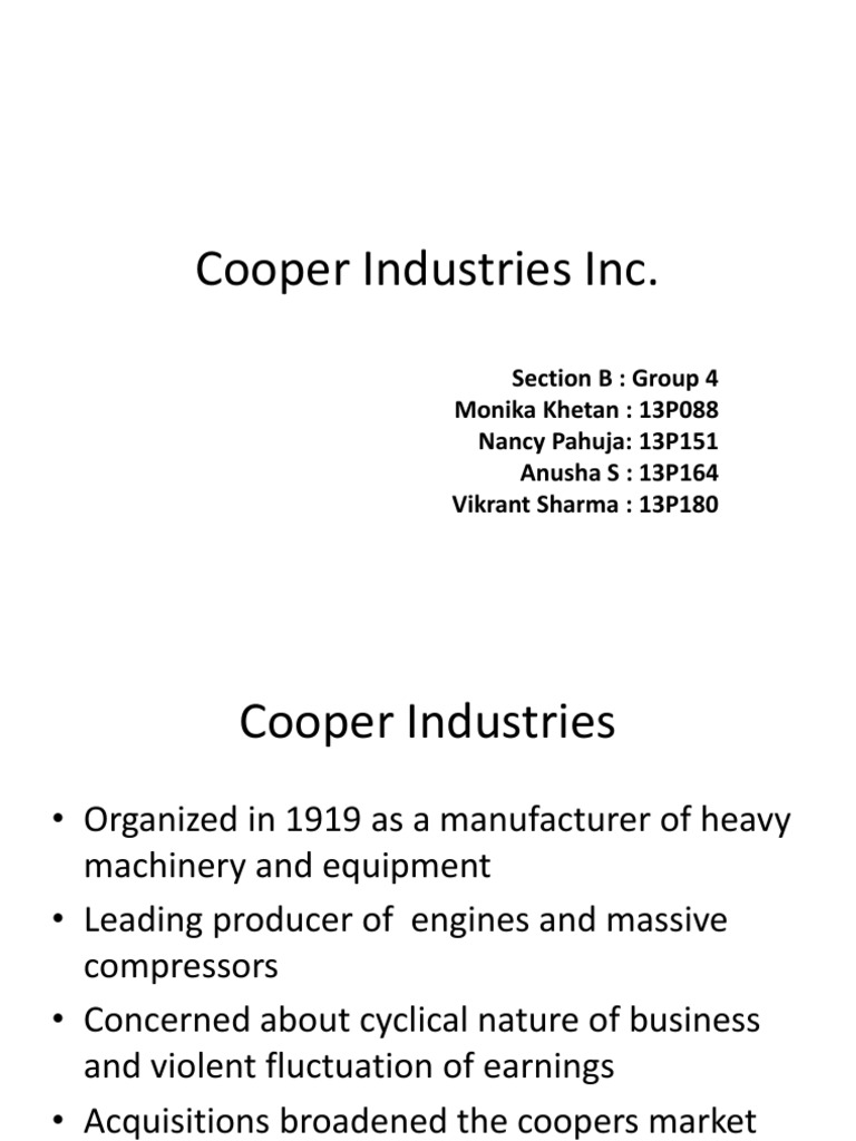 Group4 Cooper Ind Inc PDF Takeover Mergers And Acquisitions