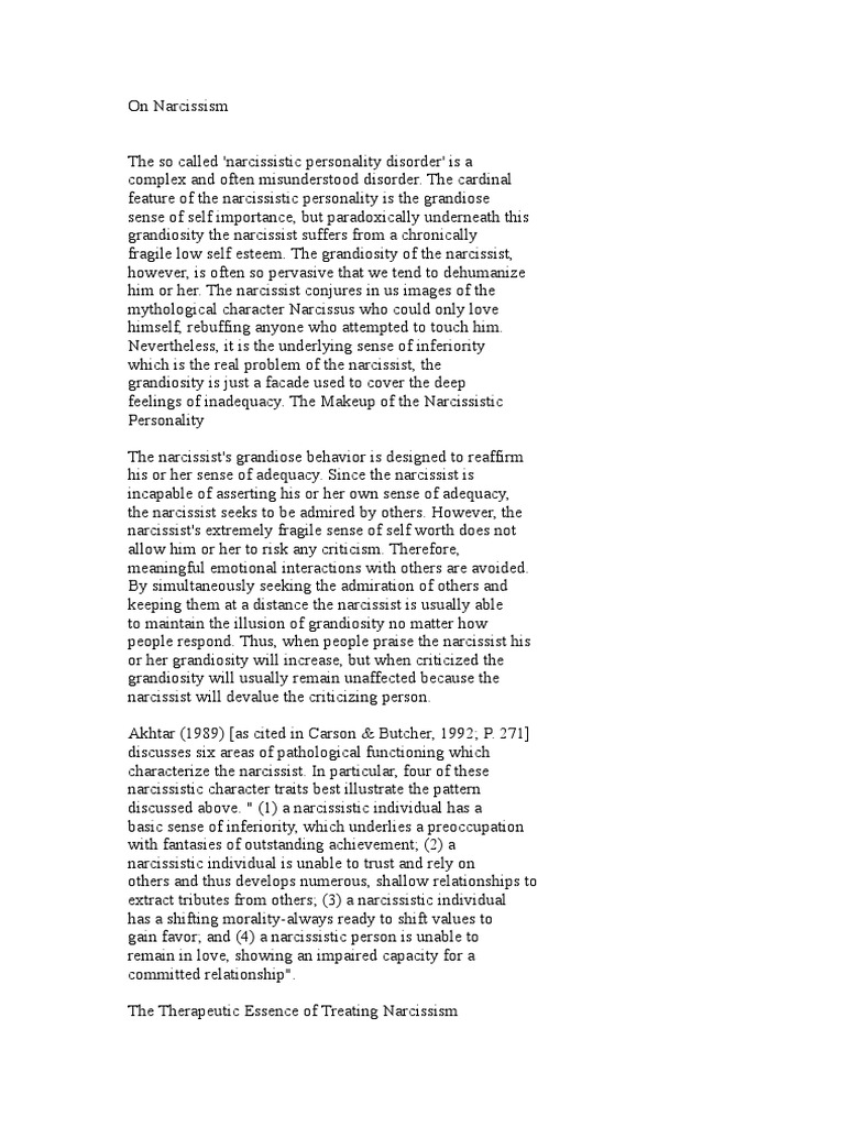Narcissism | PDF | Narcissism | Humanistic Psychology
