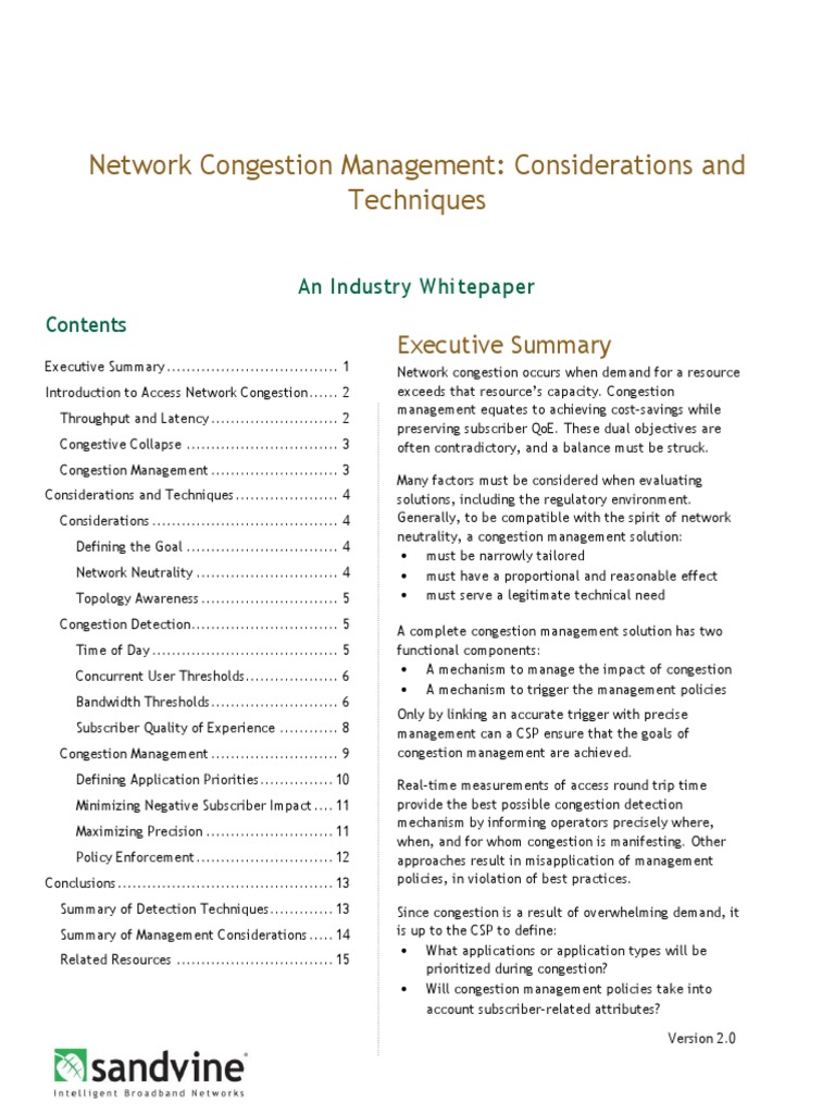 Network Congestion Management Techniques | PDF | Network Congestion ...