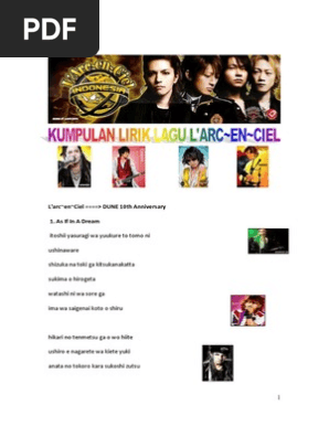 Kumpulan Lirik Lagu L'Arc en Ciel | PDF