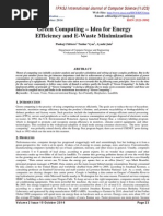 Green Computing - Idea For Energy Efficiency and E-Waste Minimization